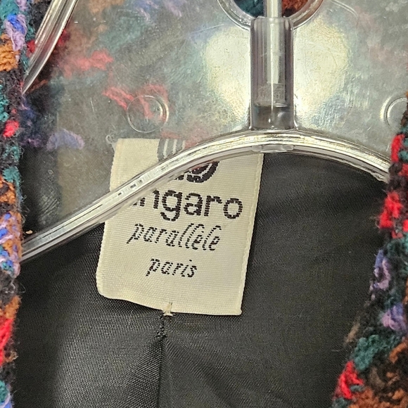 80's Ungaro wool houndstooth blazer asymmetrical button front 10 FIRM - Picture 10 of 11